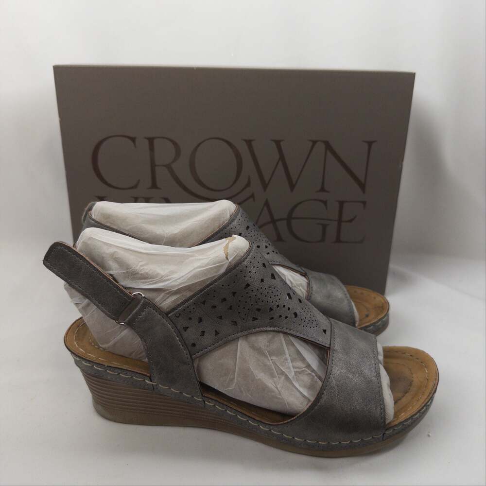 Crown Vintage CV-Veronia Women's Cutout T-Strap Wedge Sandals